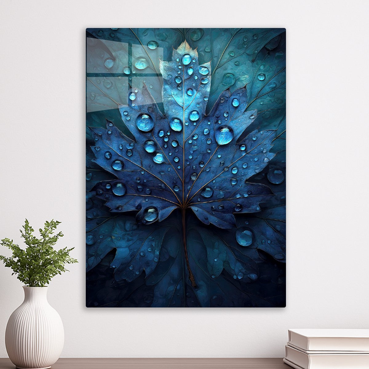 Dew Covered Blue Leaf