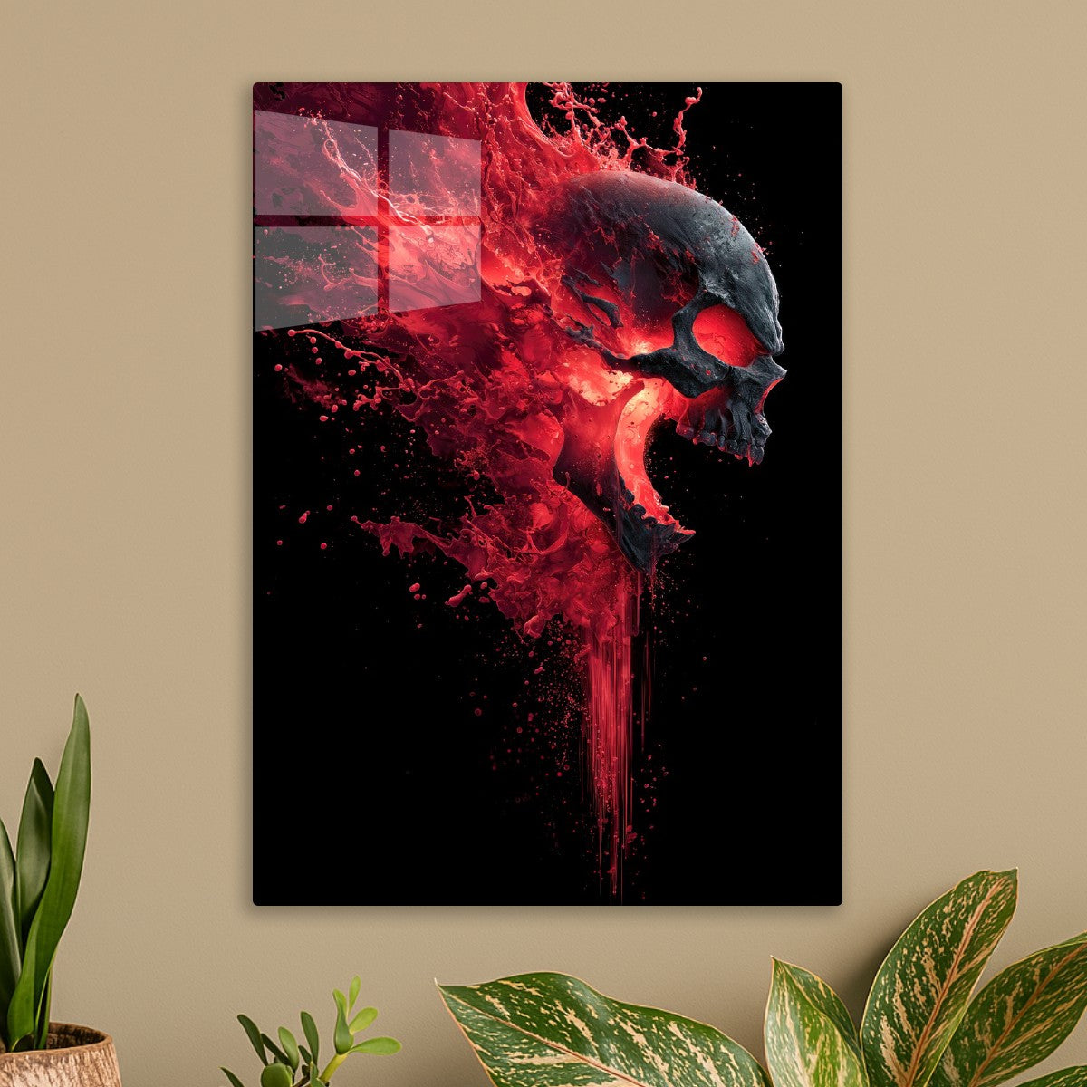 Bloody Glowing Screaming Skull