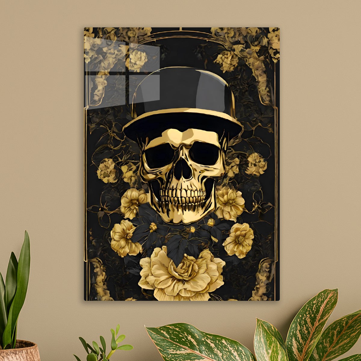 Skull Flower Black gold hat