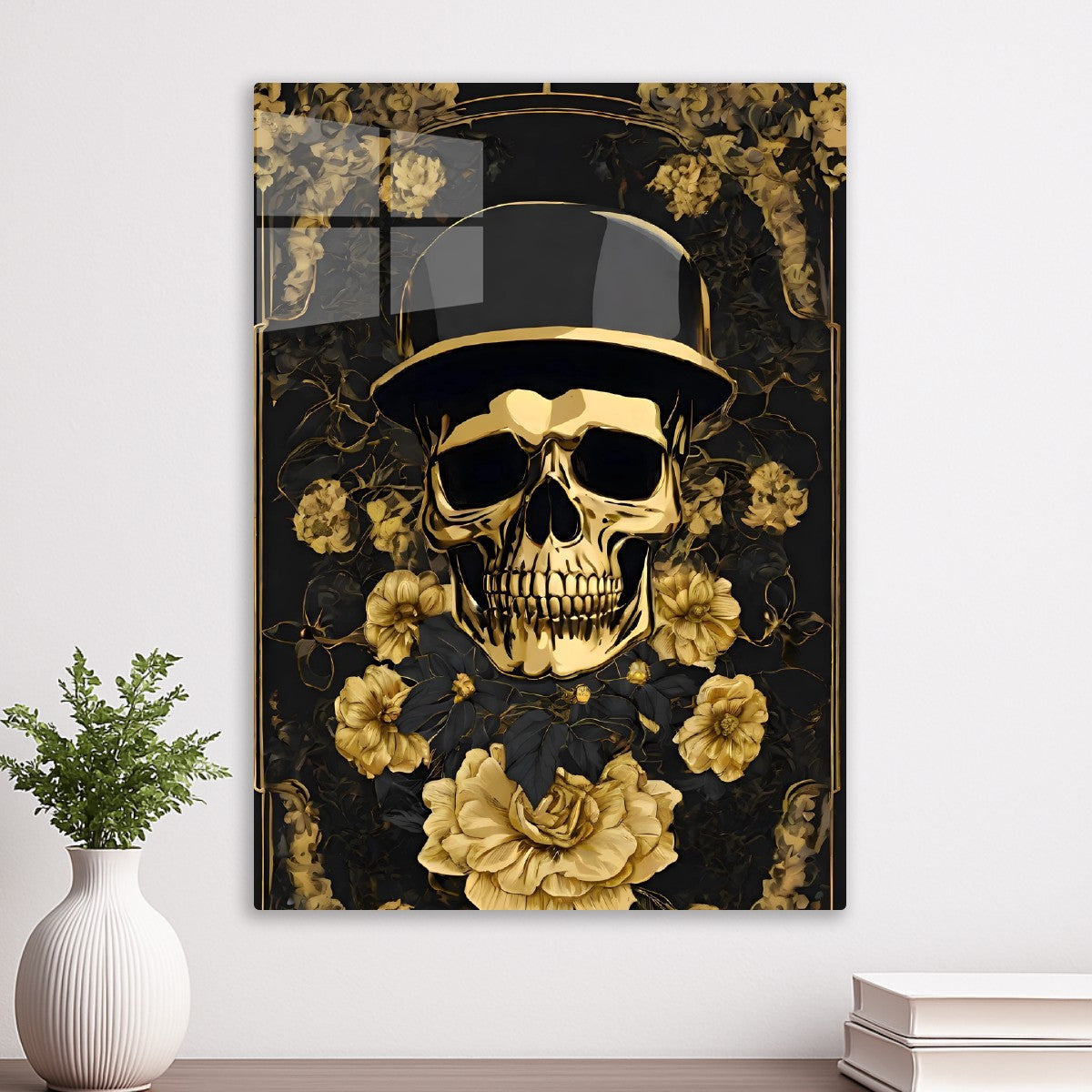 Skull Flower Black gold hat
