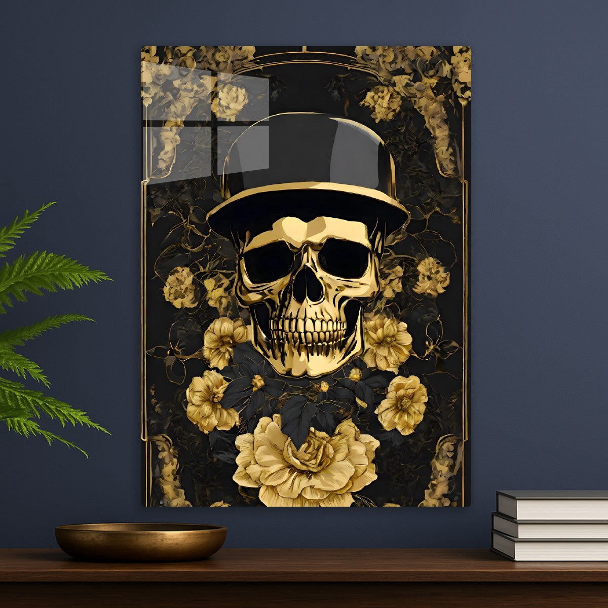 Skull Flower Black gold hat