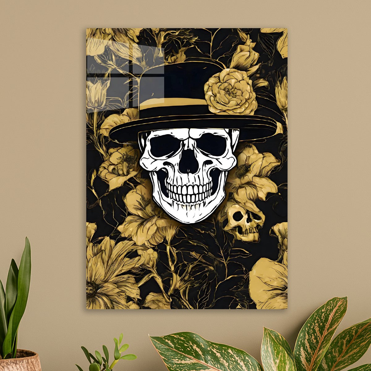 White Skull Flower Black gold