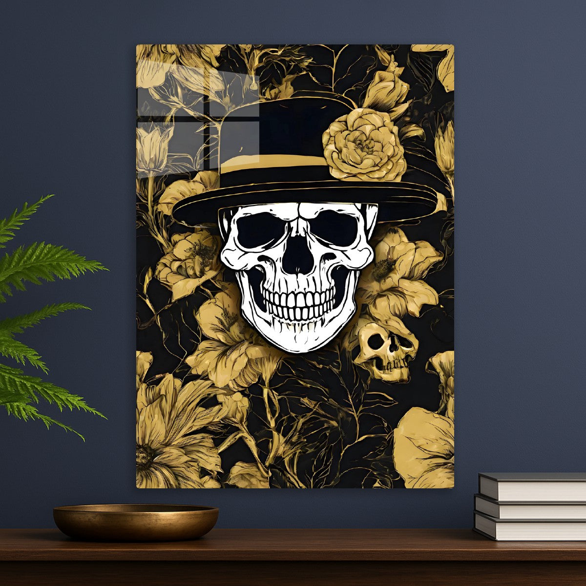 White Skull Flower Black gold
