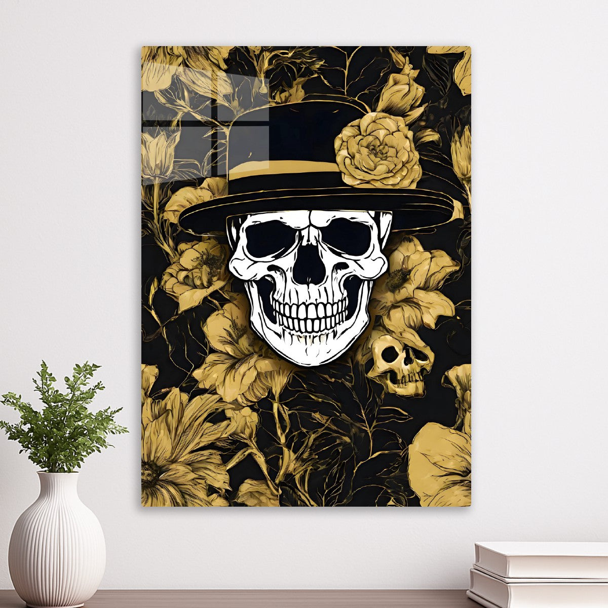 White Skull Flower Black gold