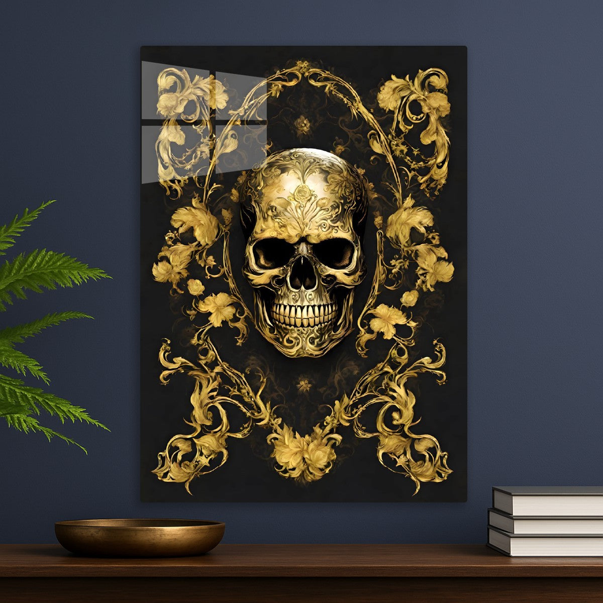 Skull Flower Black gold 2