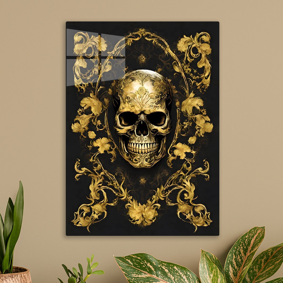 Skull Flower Black gold 2
