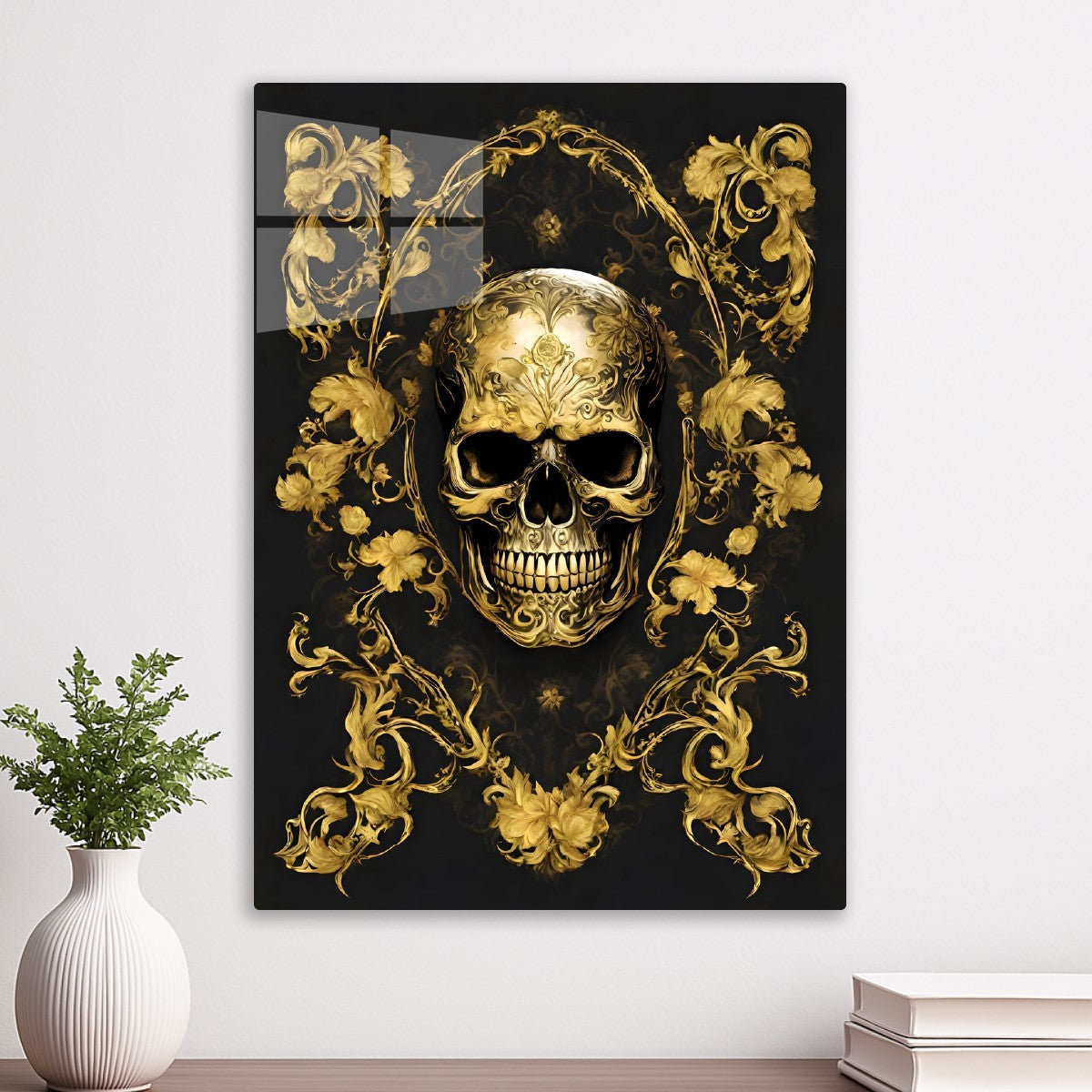 Skull Flower Black gold 2