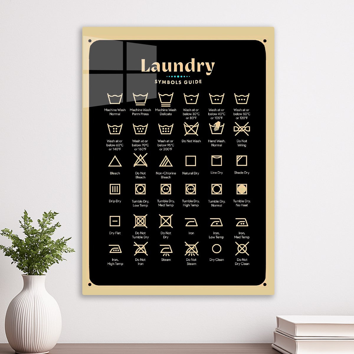 laundry symbols guide, black gold