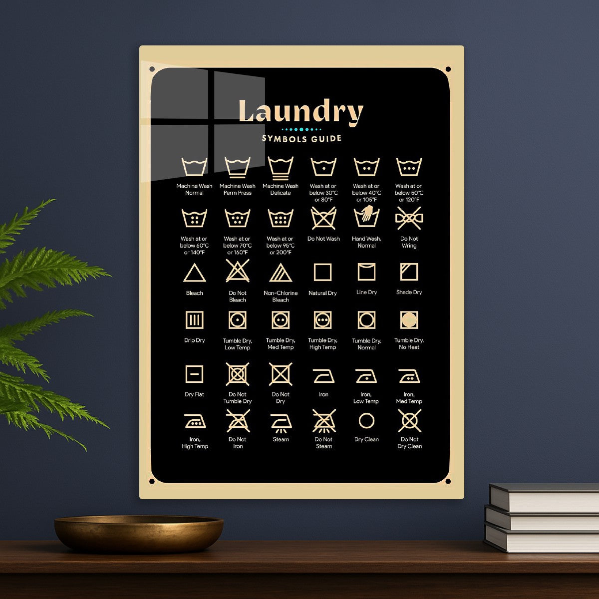 laundry symbols guide, black gold