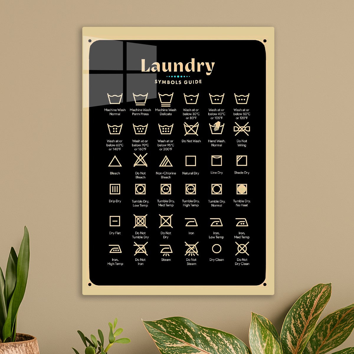 laundry symbols guide, black gold