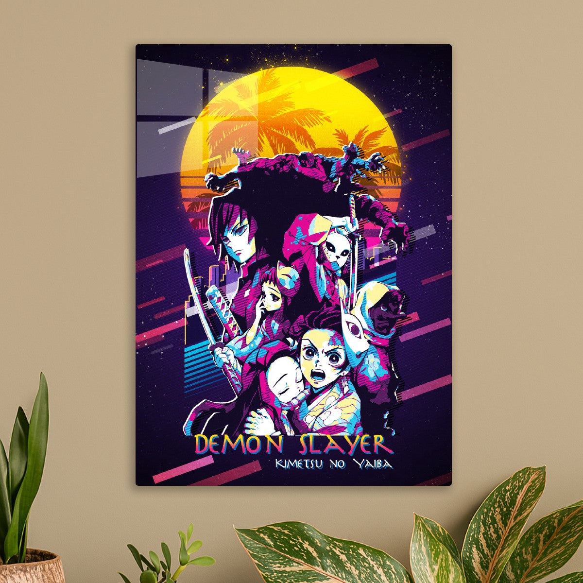 Demon Slayer Retro Vaporwave Art