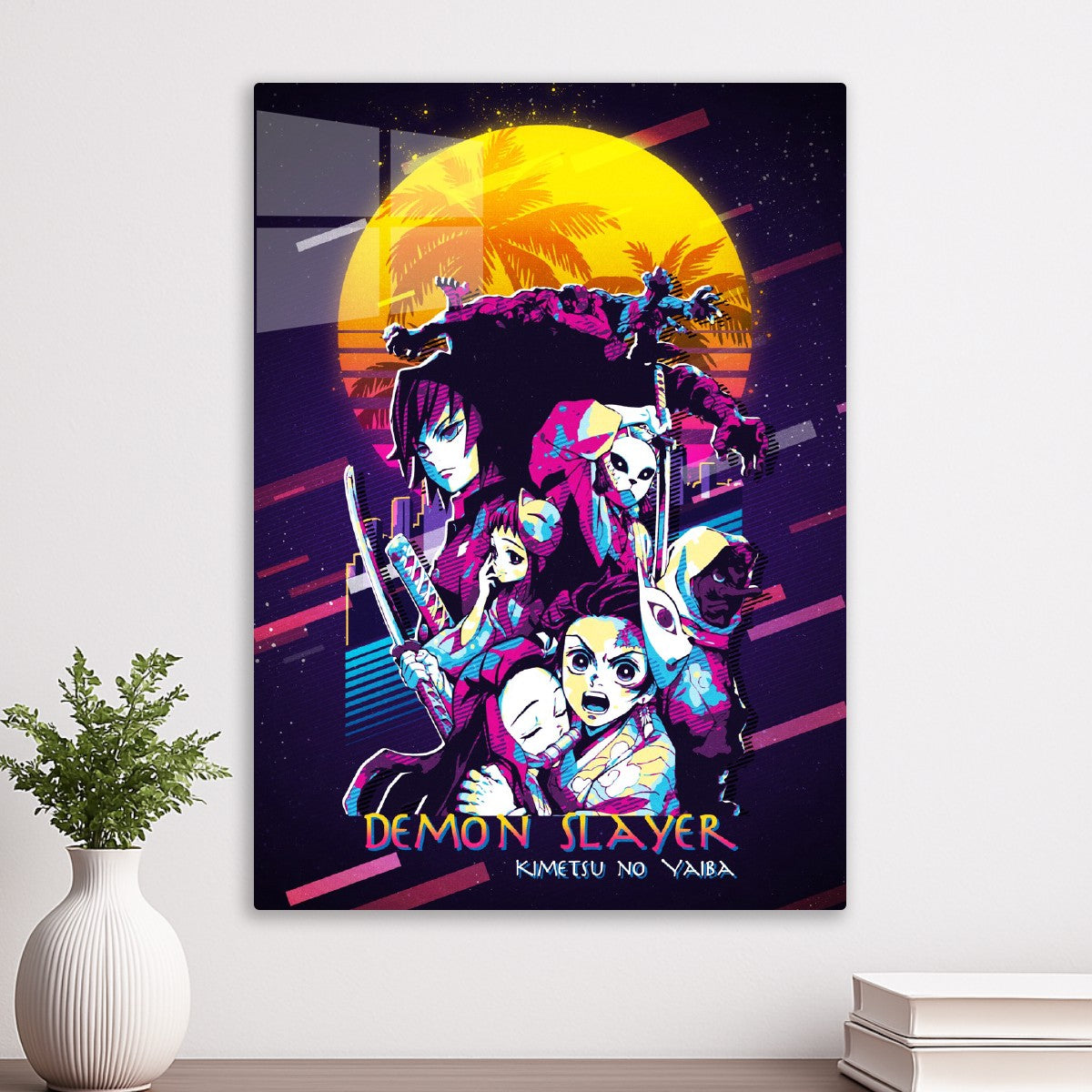 Demon Slayer Retro Vaporwave Art