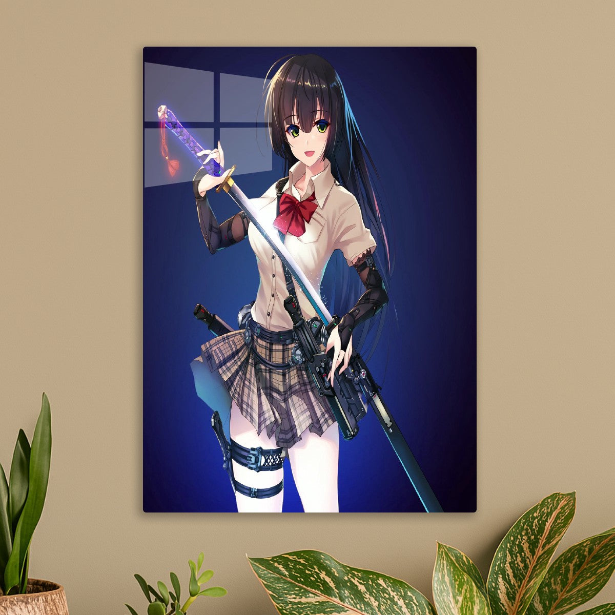 Anime school uniform sword girl