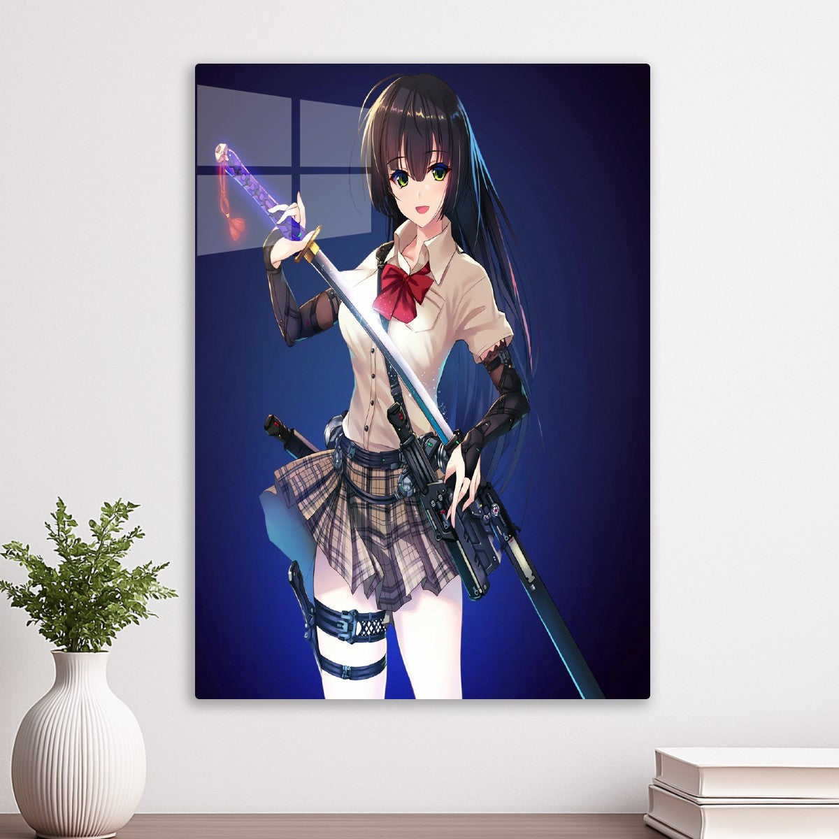 Anime school uniform sword girl