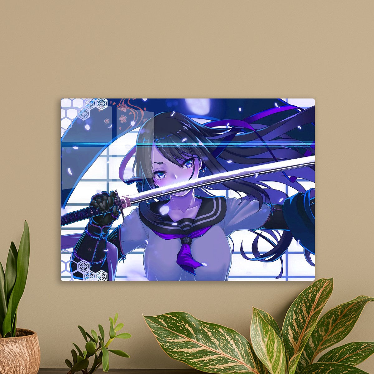 Anime girl katana school girl