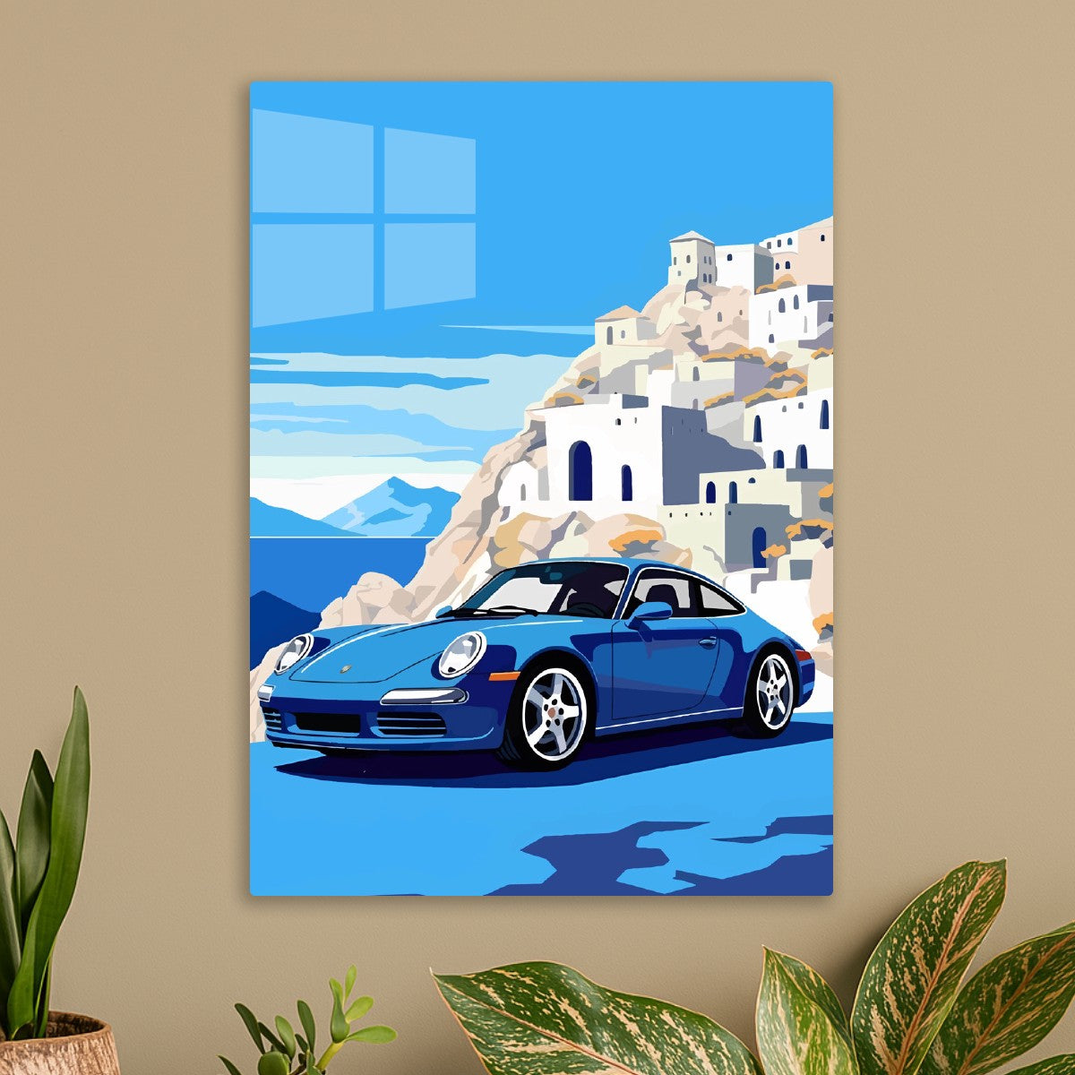 Vintage blue porsche	