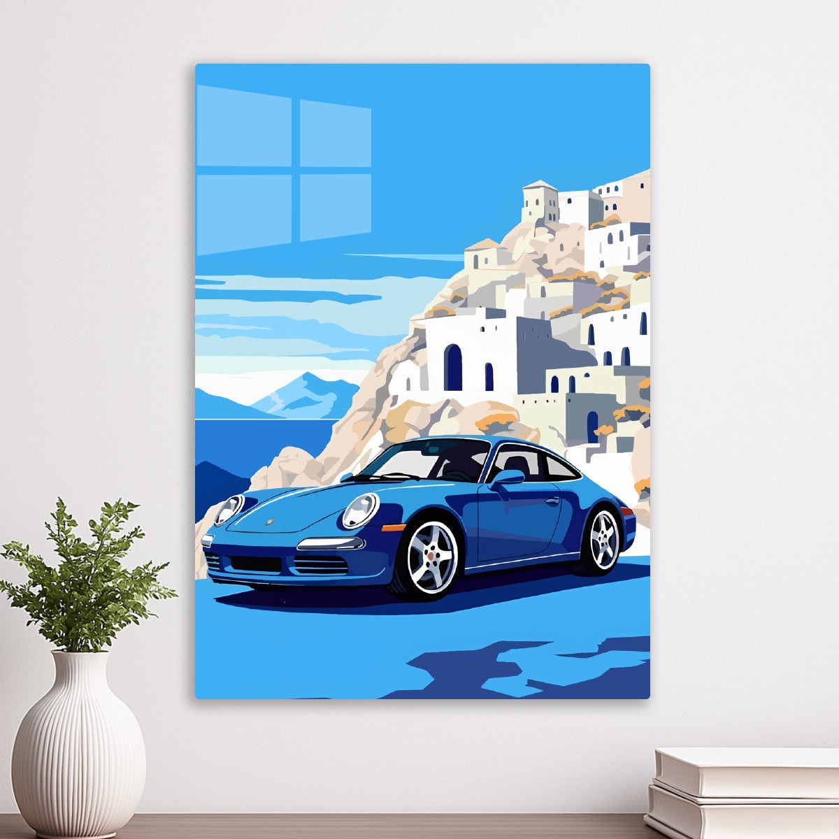 Vintage blue porsche	