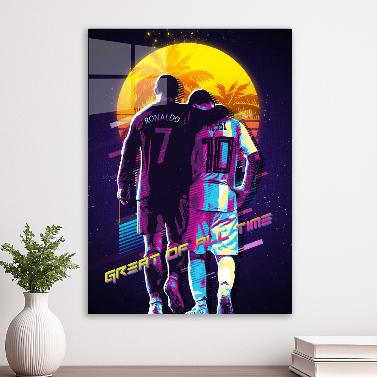 Cristiano Ronaldo hugging Lionel Messi