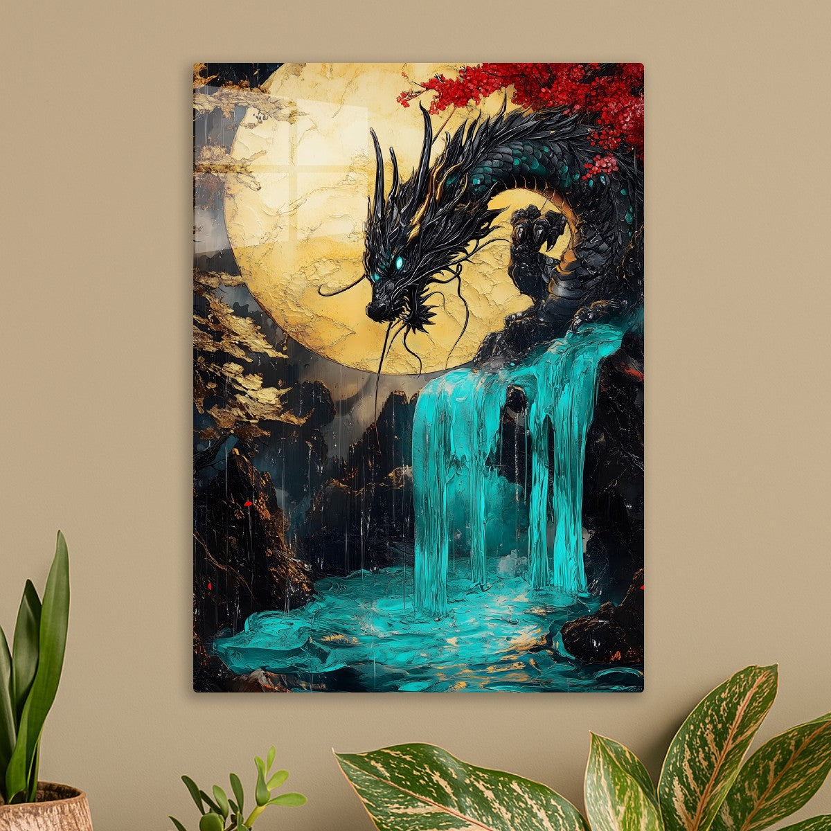 Dragon's Moonlit Cascade