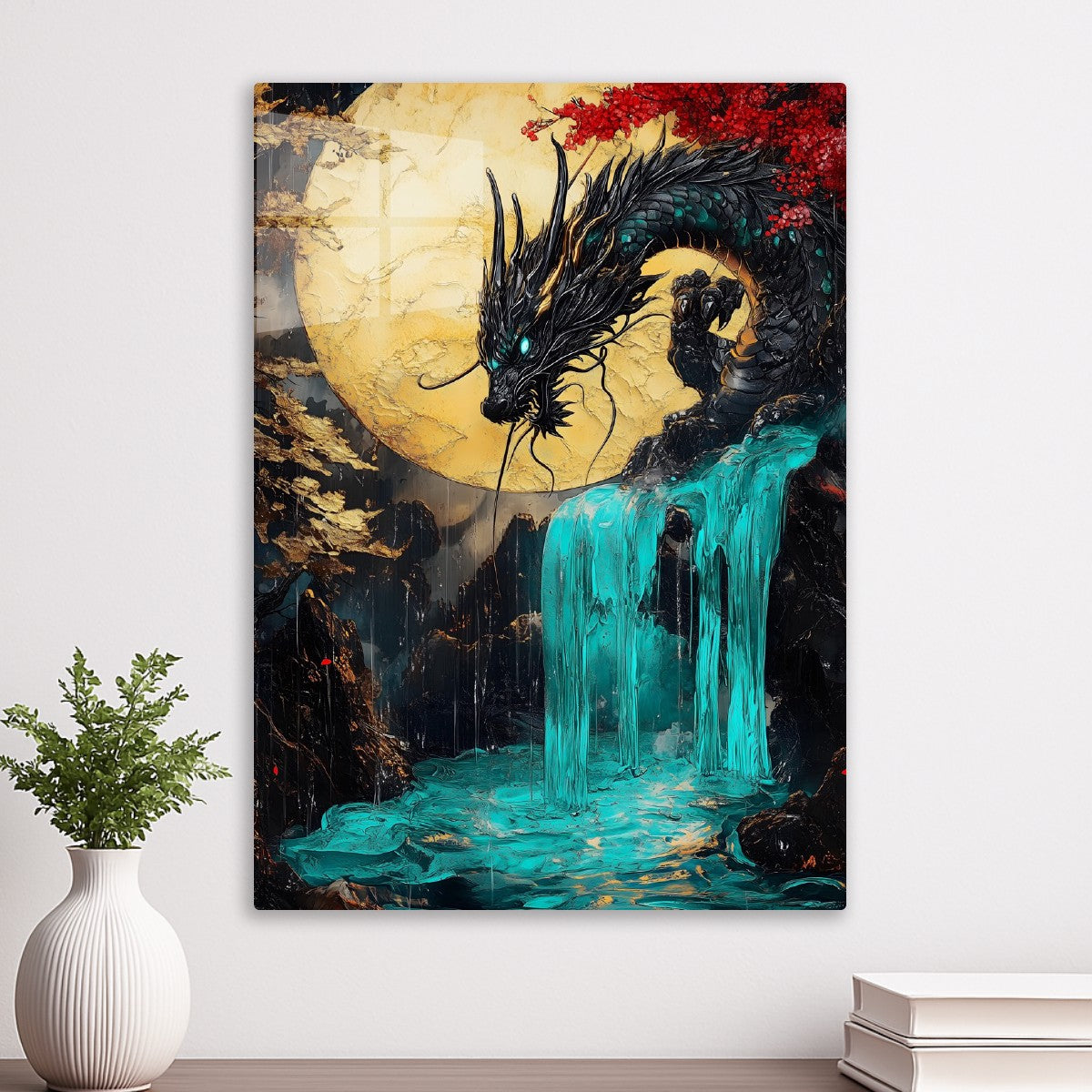 Dragon's Moonlit Cascade
