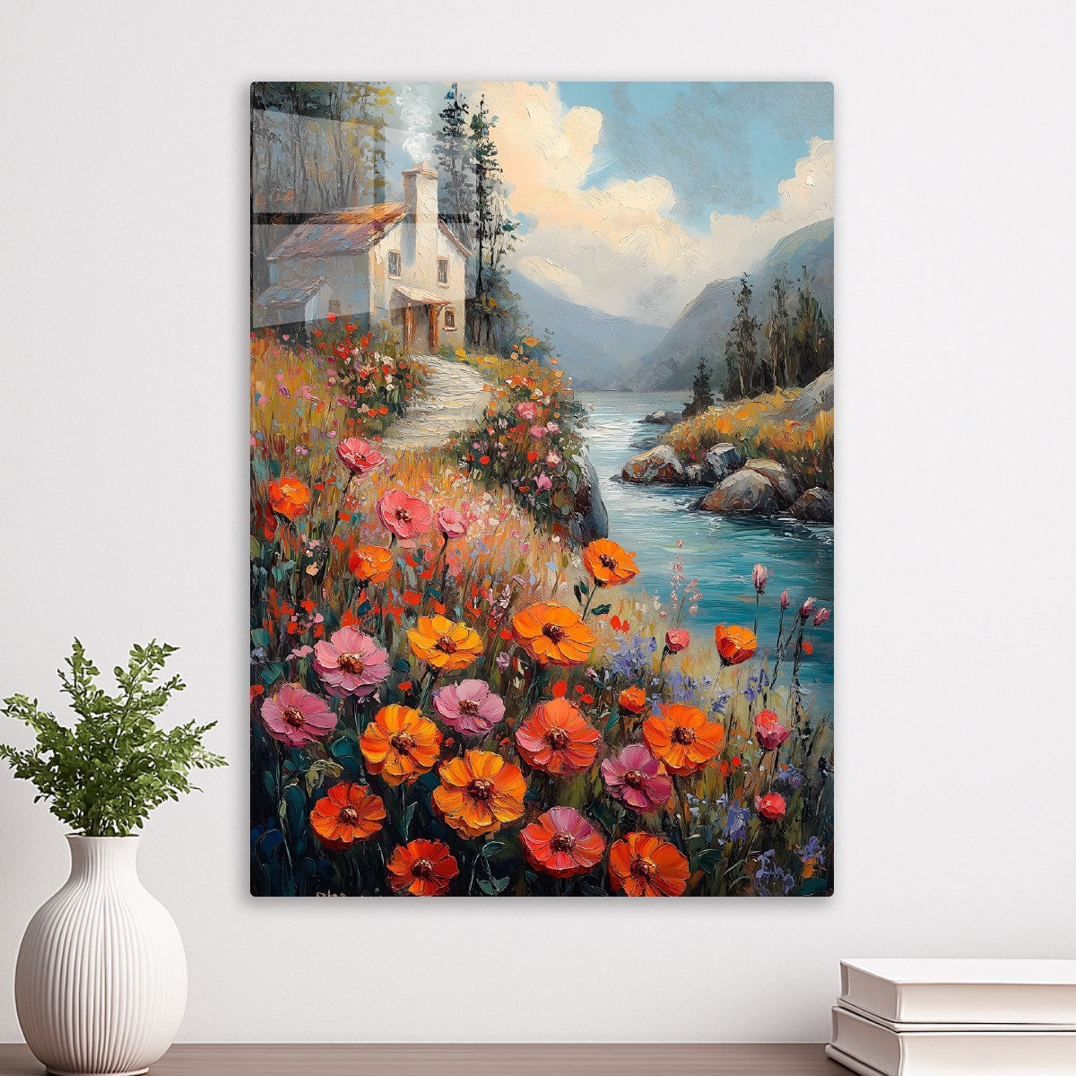 Cottage by the Blooming Stream