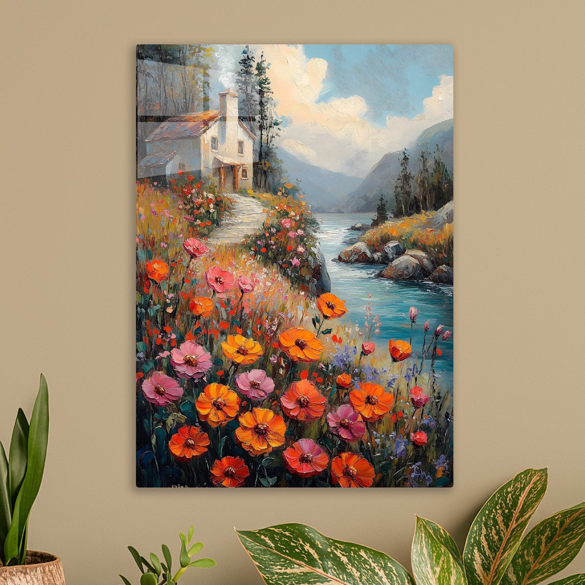 Cottage by the Blooming Stream