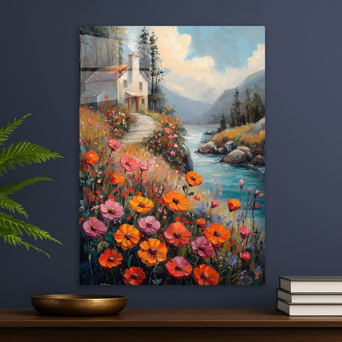 Cottage by the Blooming Stream