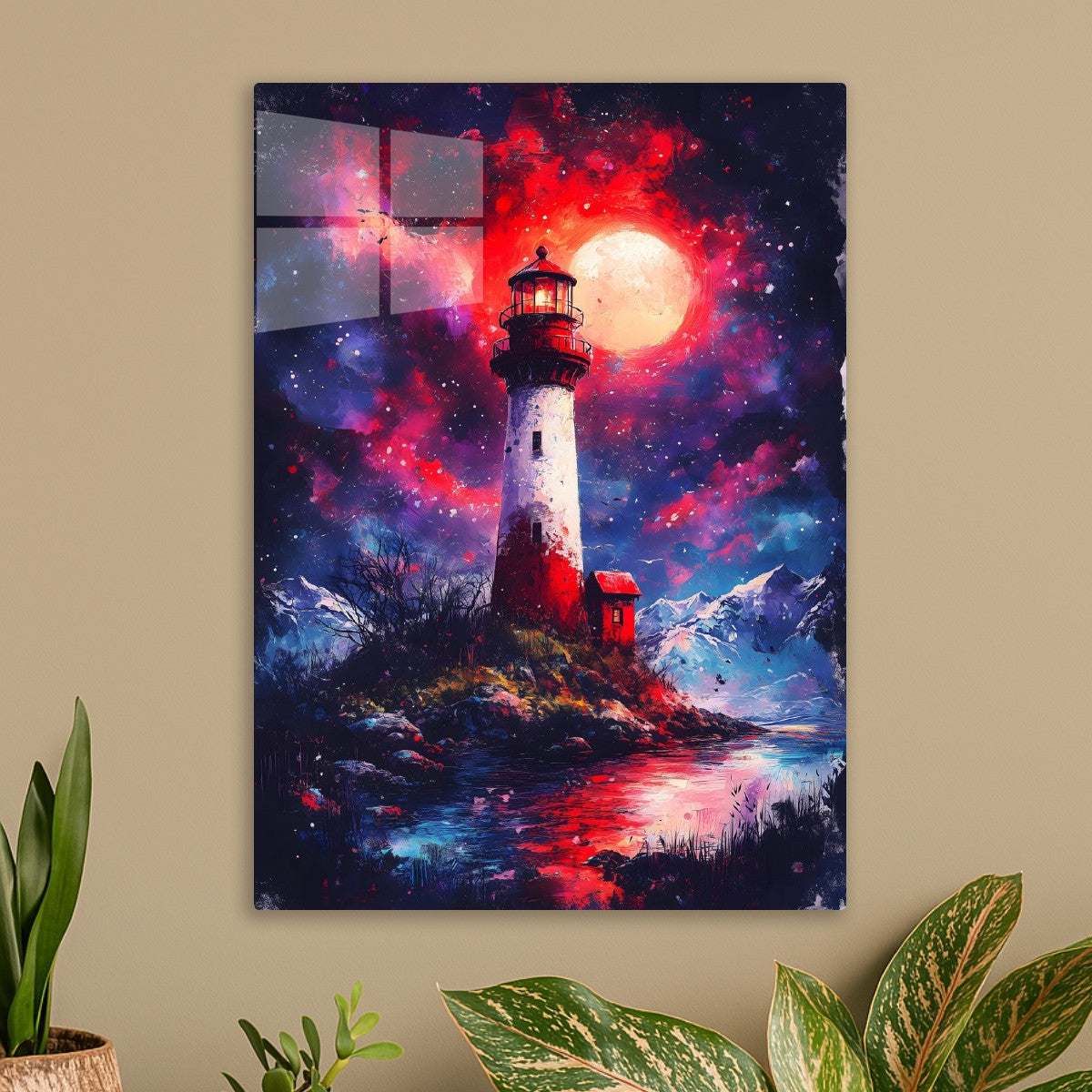 Lighthouse Under a Crimson Sky