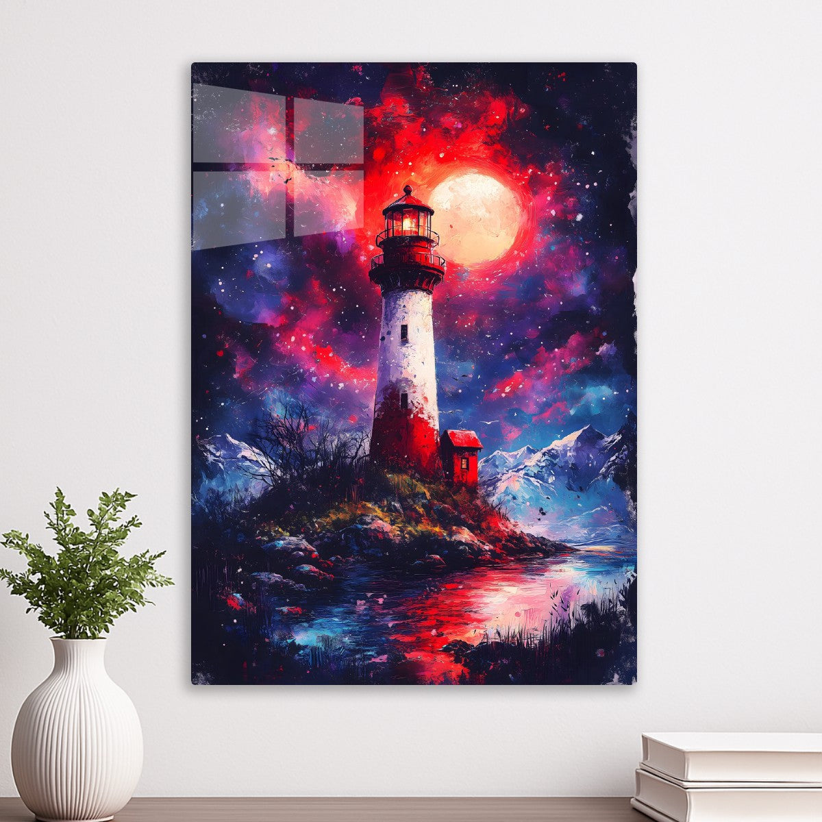 Lighthouse Under a Crimson Sky