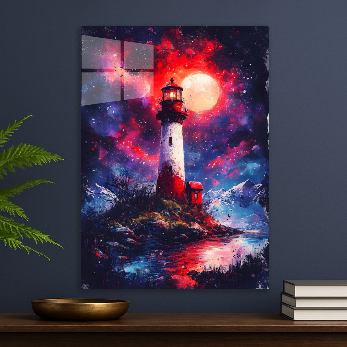 Lighthouse Under a Crimson Sky