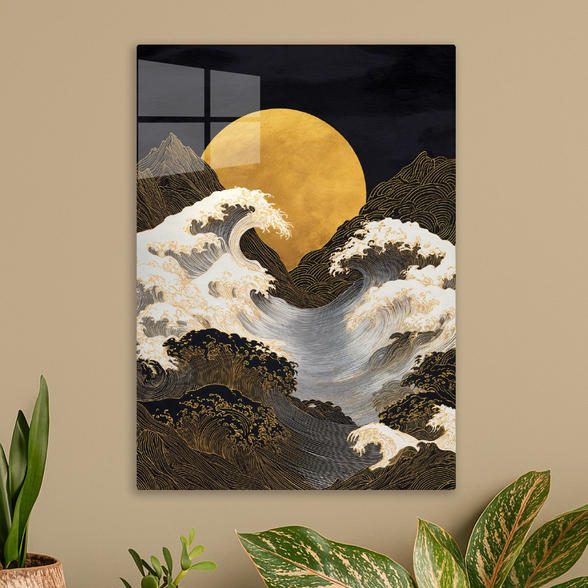 Golden Moon Over Eternal Waves