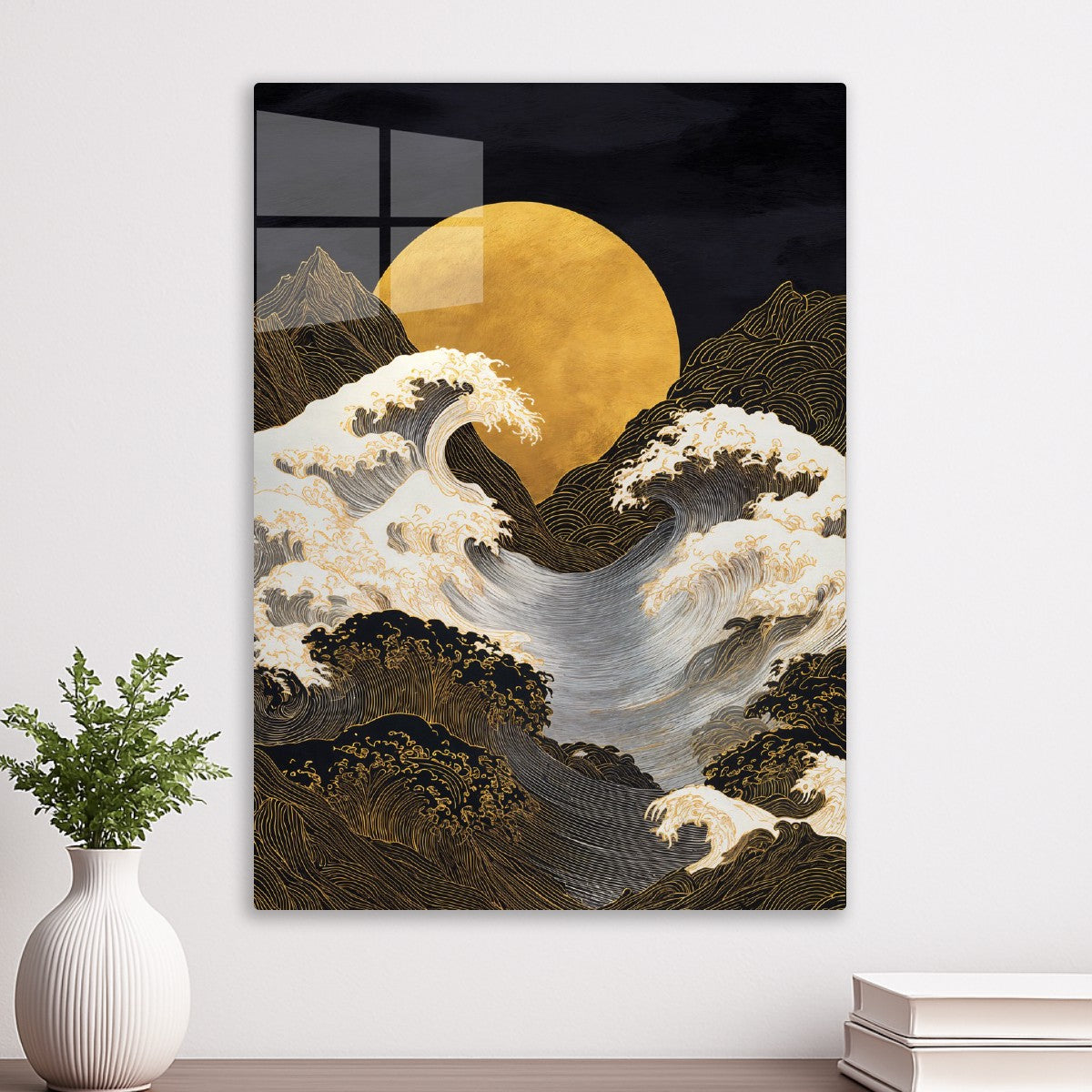 Golden Moon Over Eternal Waves