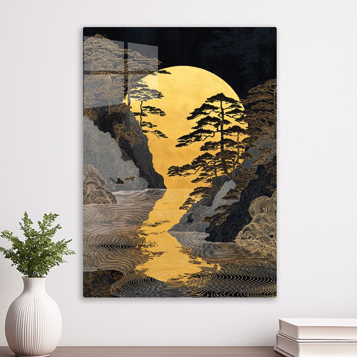 Golden Pines by the Moonlit