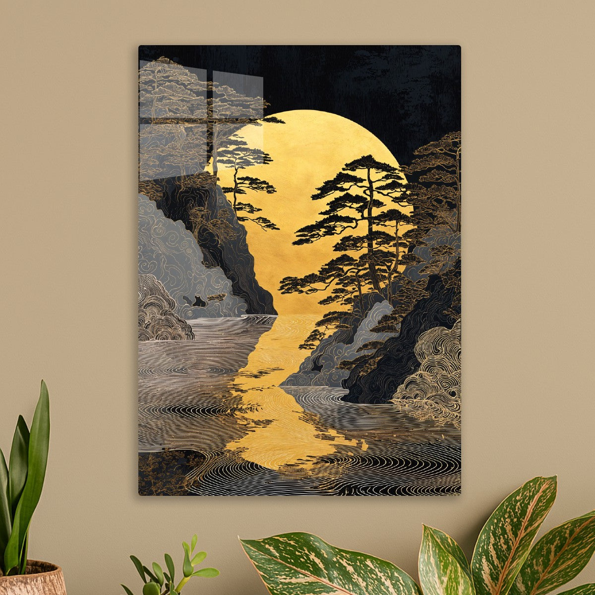 Golden Pines by the Moonlit