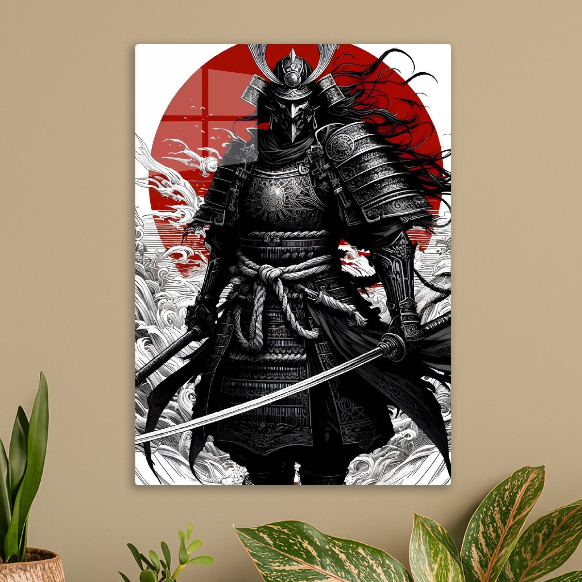 A grim samurai in traditional 
