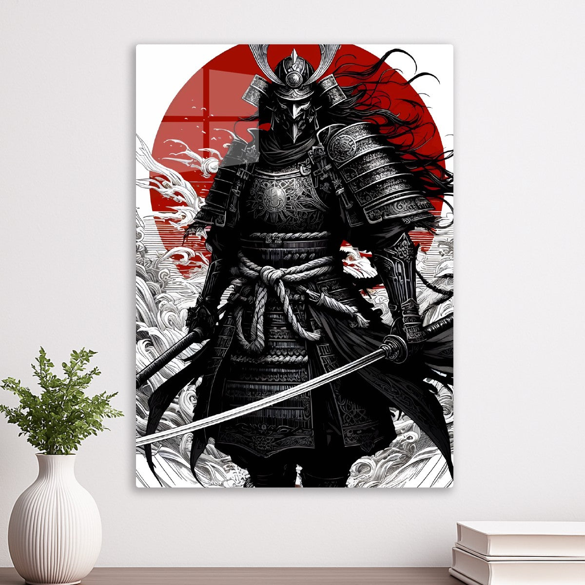 A grim samurai in traditional 