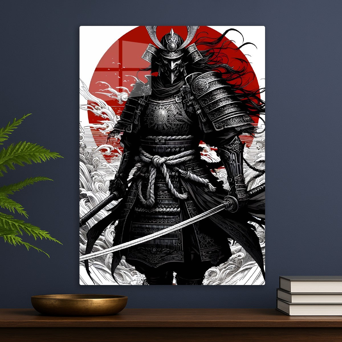A grim samurai in traditional 
