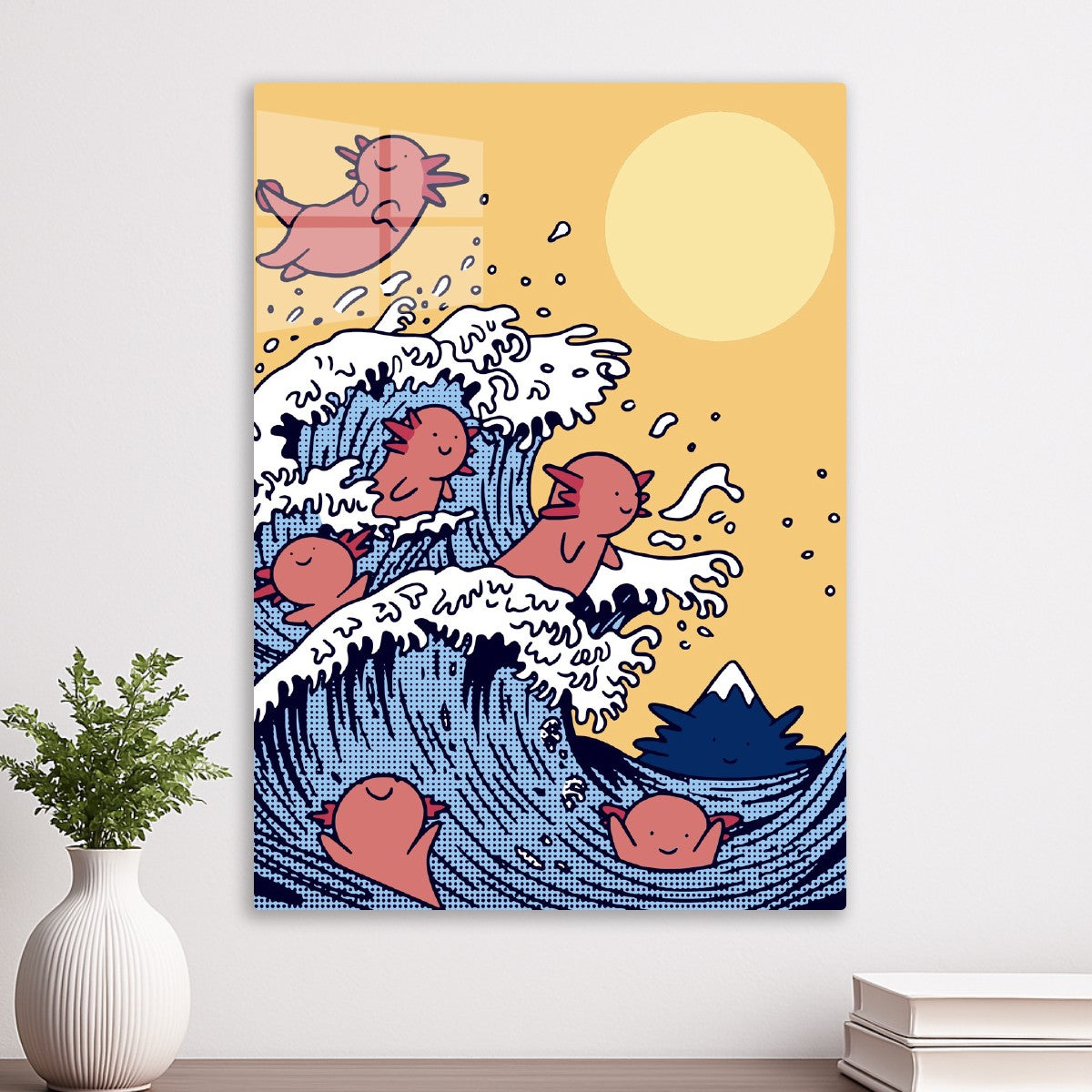 Axolotls in The Great Wave 