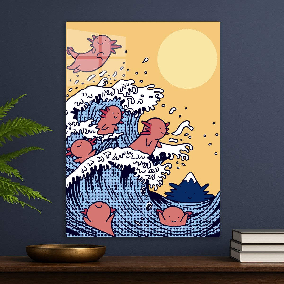Axolotls in The Great Wave 