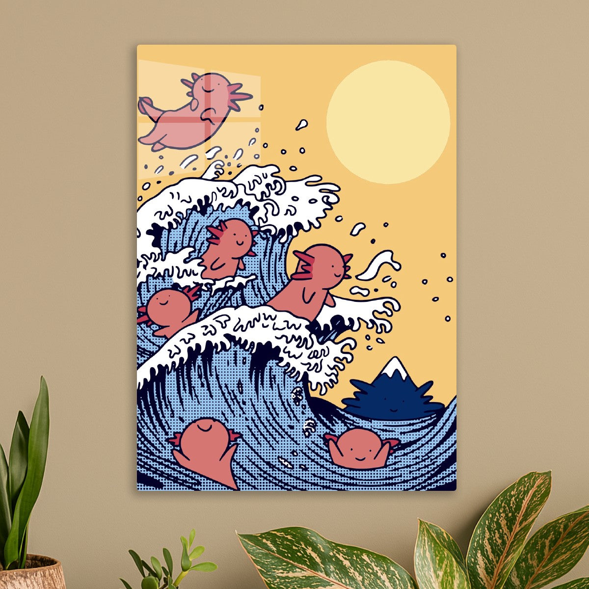 Axolotls in The Great Wave 