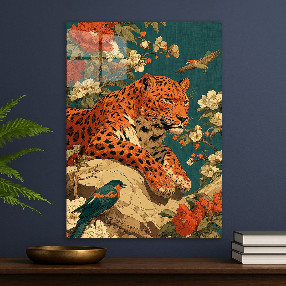 Regal Leopard Among Blossoms