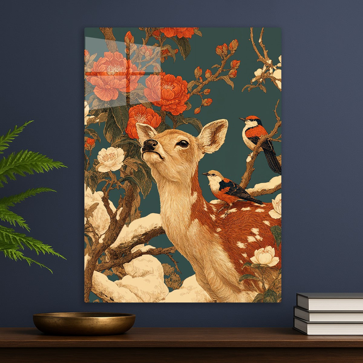 Deer & Birds in Blossom Forest