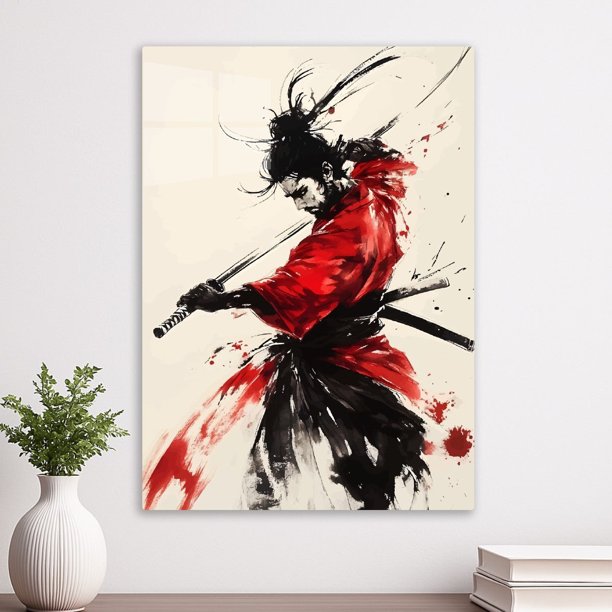 Japanese samurai in ink art 