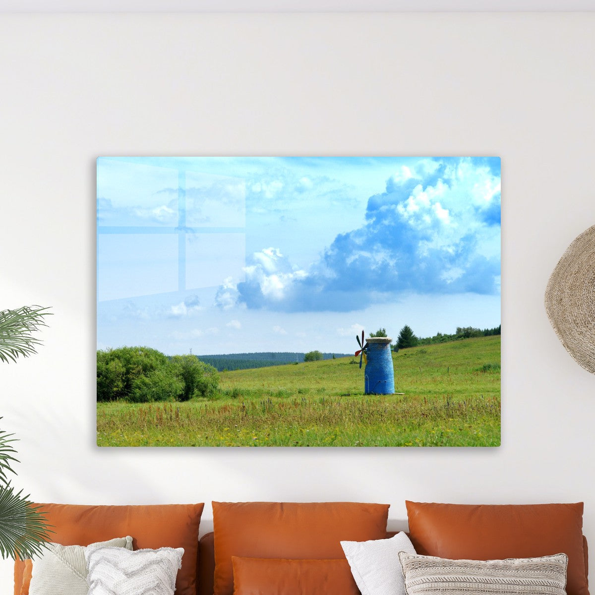 Blue Windmill Landscape Art