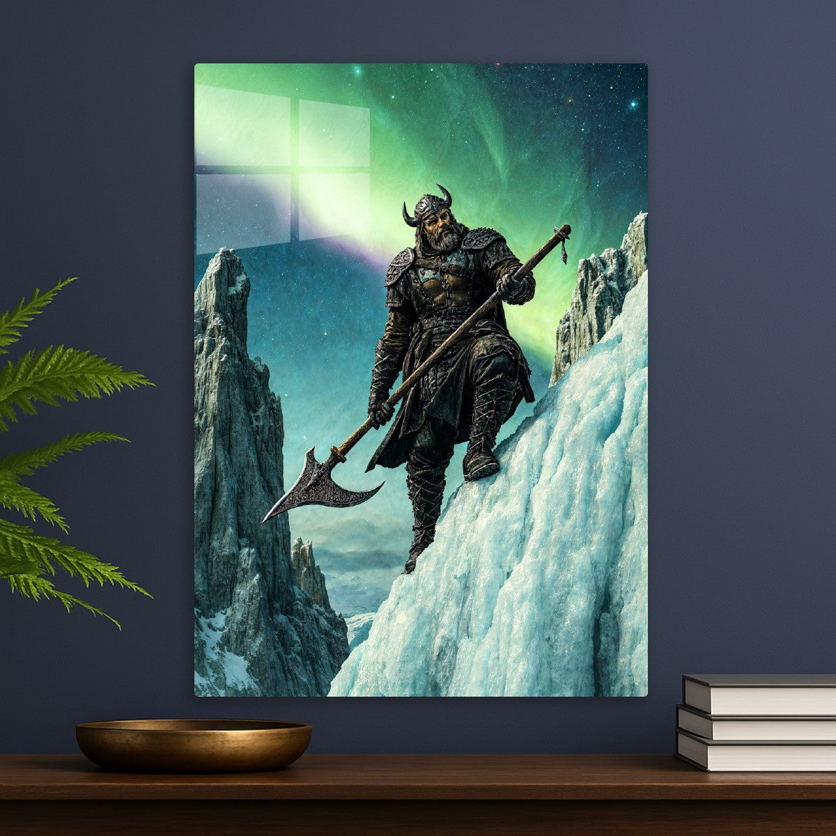Viking Warlord Under Aurora