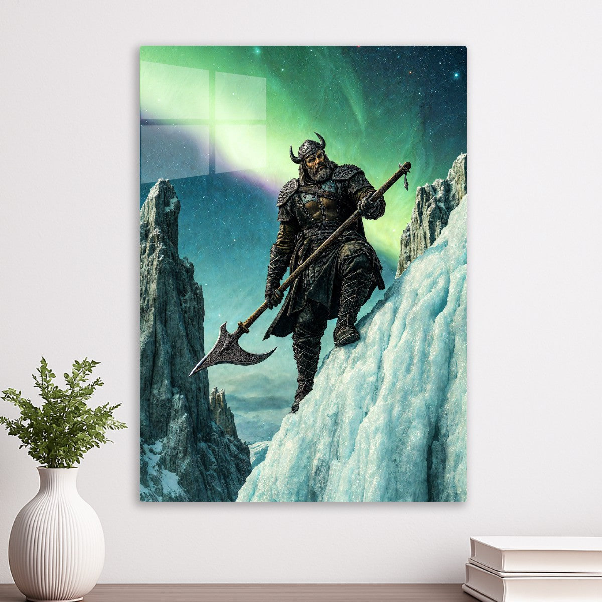 Viking Warlord Under Aurora