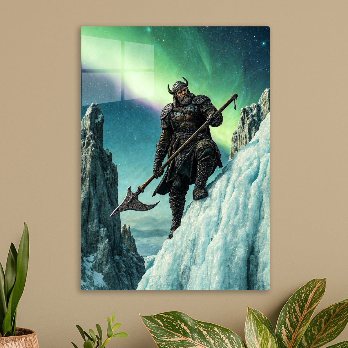 Viking Warlord Under Aurora