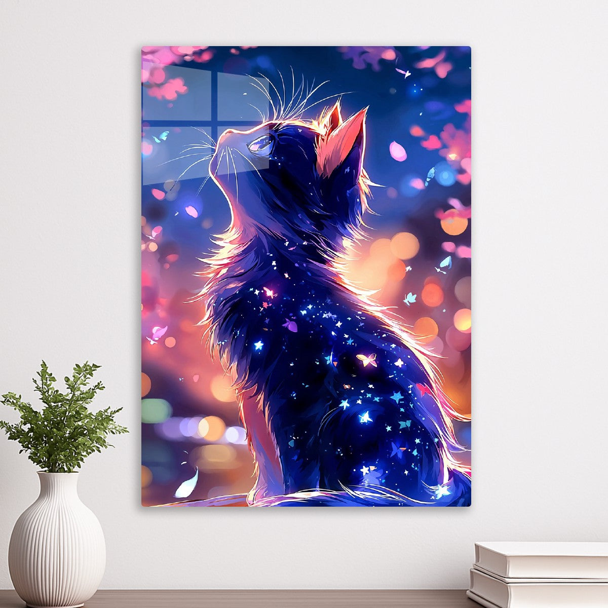 Stargazer Cat Under Sakura Ski