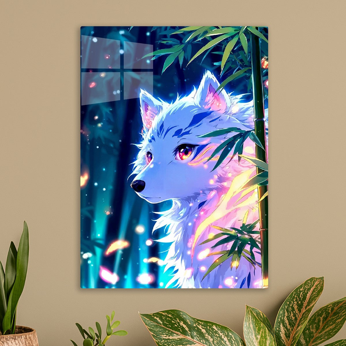 Mystic White Wolf in Bamboo