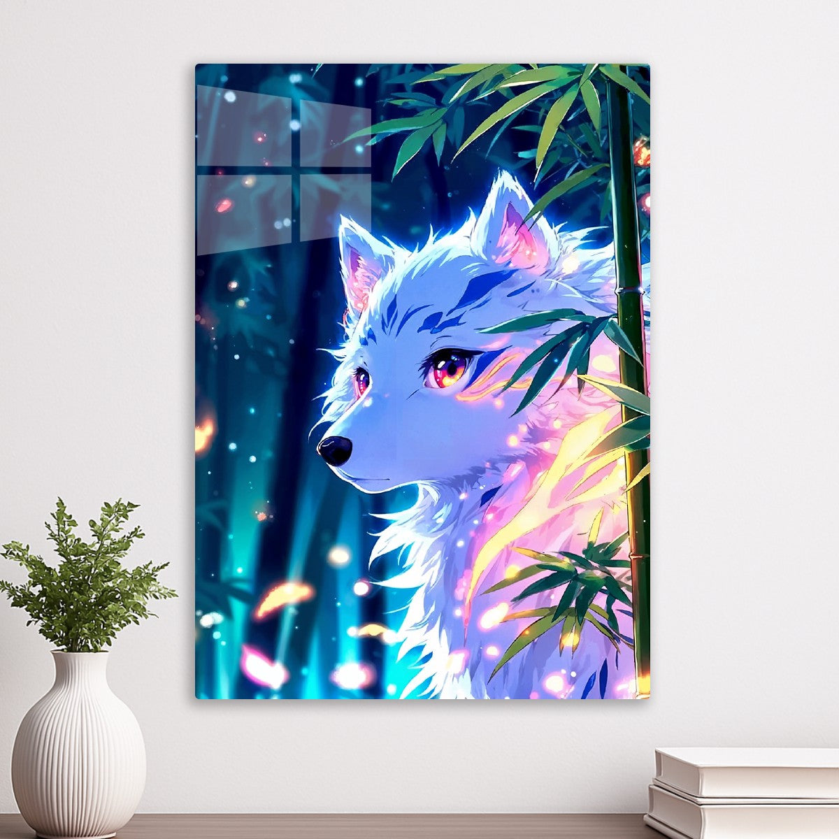Mystic White Wolf in Bamboo